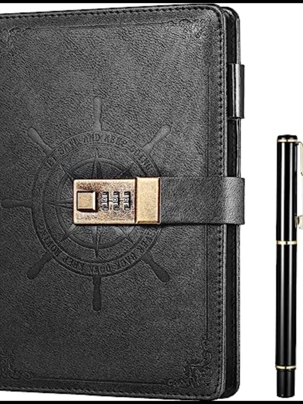 A5 Locking Diary 212 Pages Faux Leather Hardcover Journal with Pen
